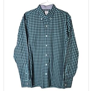 Bonobos Teal & Navy Check Long Sleeve Casual Shirt Size Large